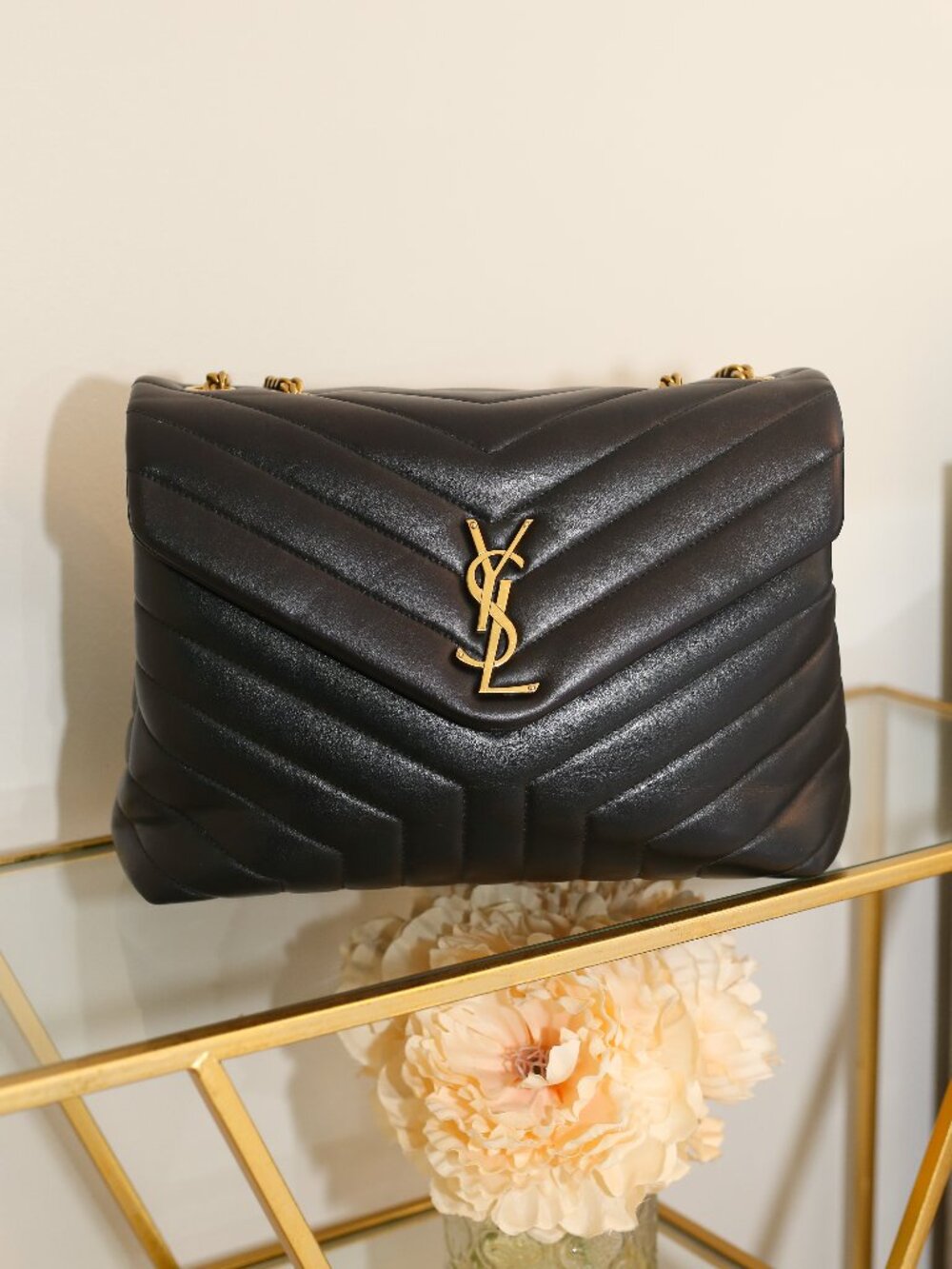 Saint Laurent Loulou Medium Black Quilted Leather Shoulder Bag GHW